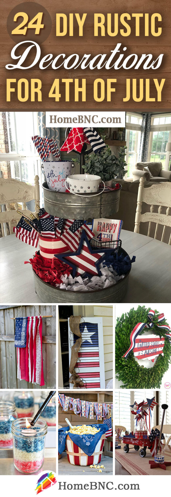 24 Best DIY Rustic 4th Of July Decorations For 2021   Best Diy Rustic 4th July Decorations Ideas Designs Decor Pinterest Share Homebnc 706x2048 