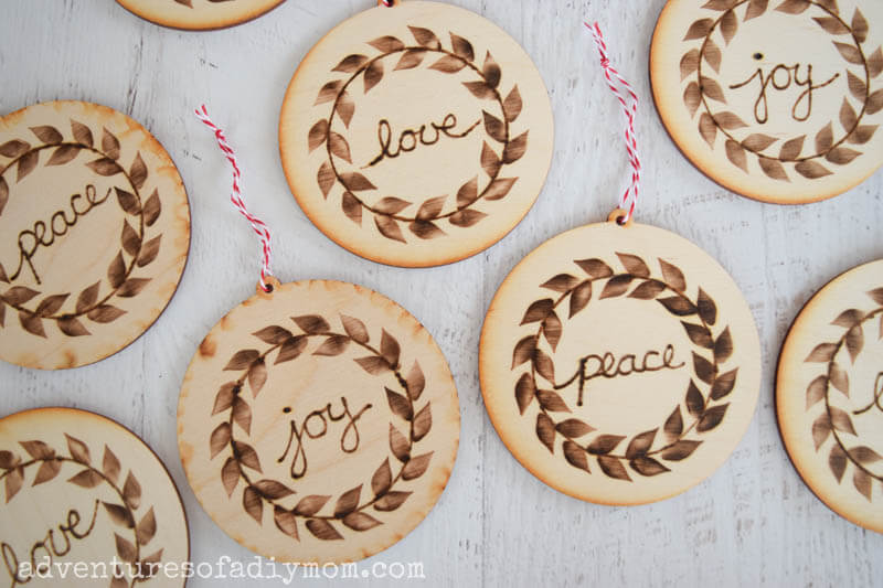 Sliced Wood Ornaments with Sentiments