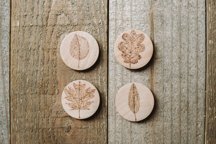 Wood Burned Magnets with Leaf Designs