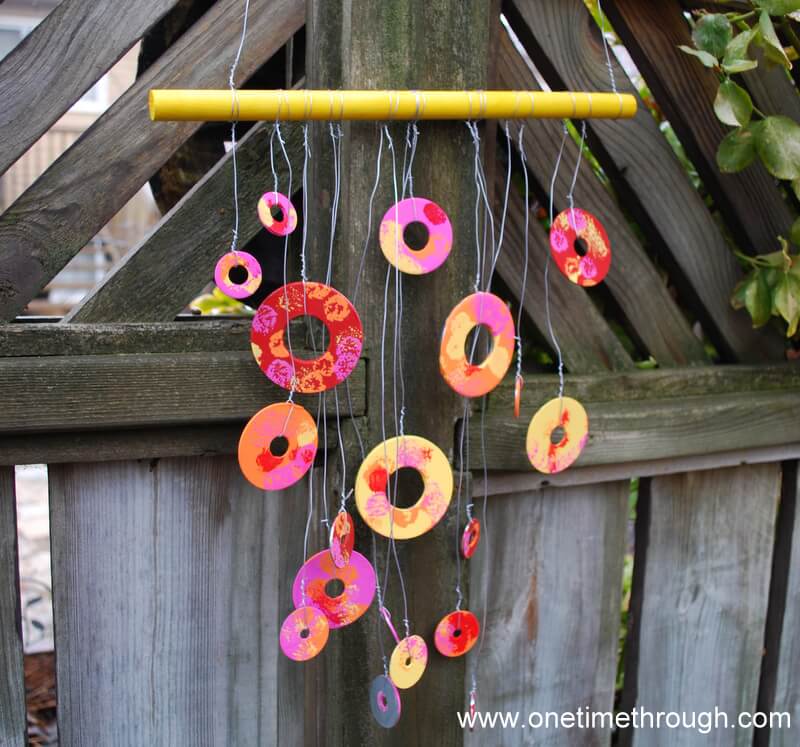 No Longer Washed Up Pretty Painted Metal Washer Wind Chime