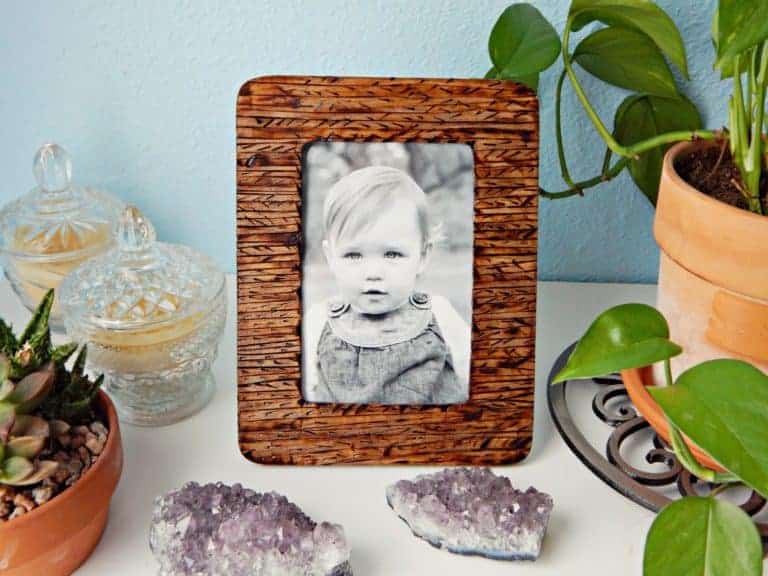 Wooden Picture Frame with Pyrography Design