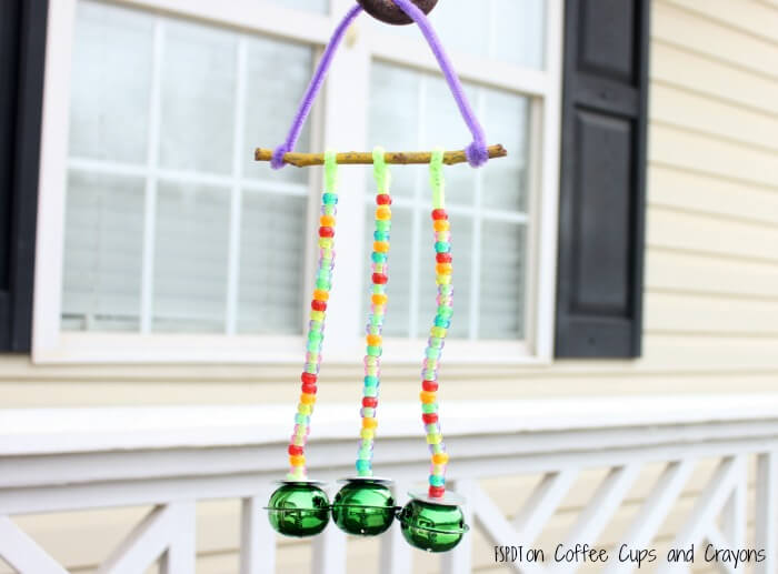 Pretty Pipe Cleaners, Beads, and Bells Handmade Wind Chime