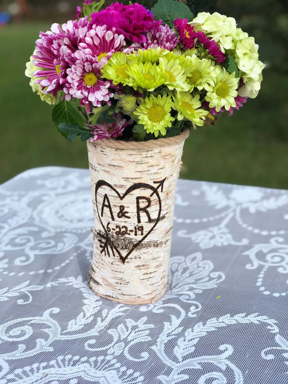 Tree Trunk Styled Wood Burned Vase