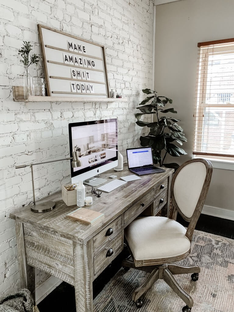 Gray Reclaimed Barn Wood Farmhouse Office Writing Desk