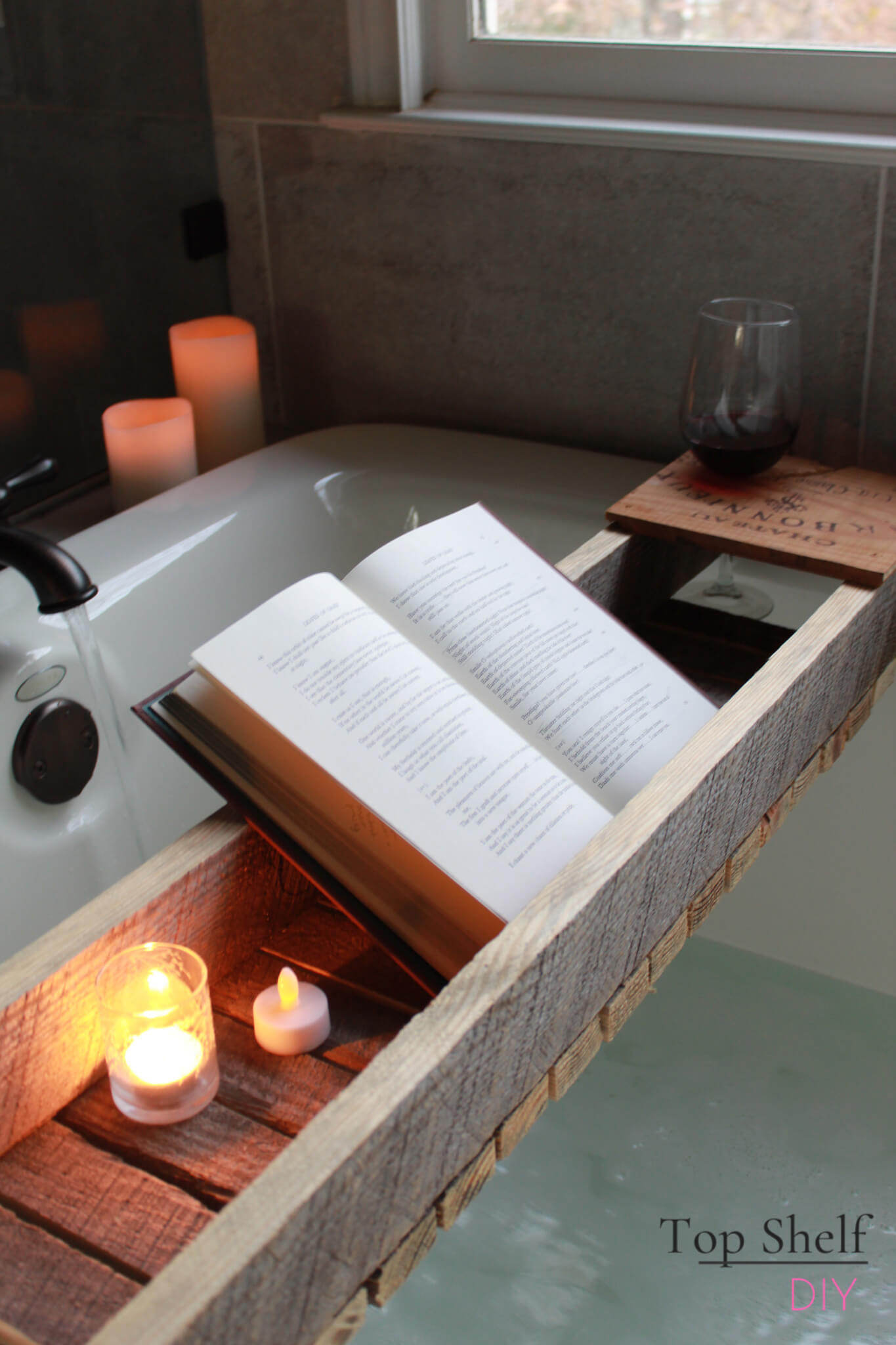 Repurposed and Reclaimed Barn Wood Bath Tub Relaxation Tray