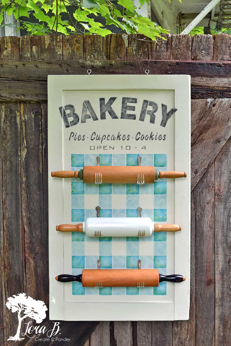 Spectacular Stenciled Bakery Sign and Rolling Pin Holder
