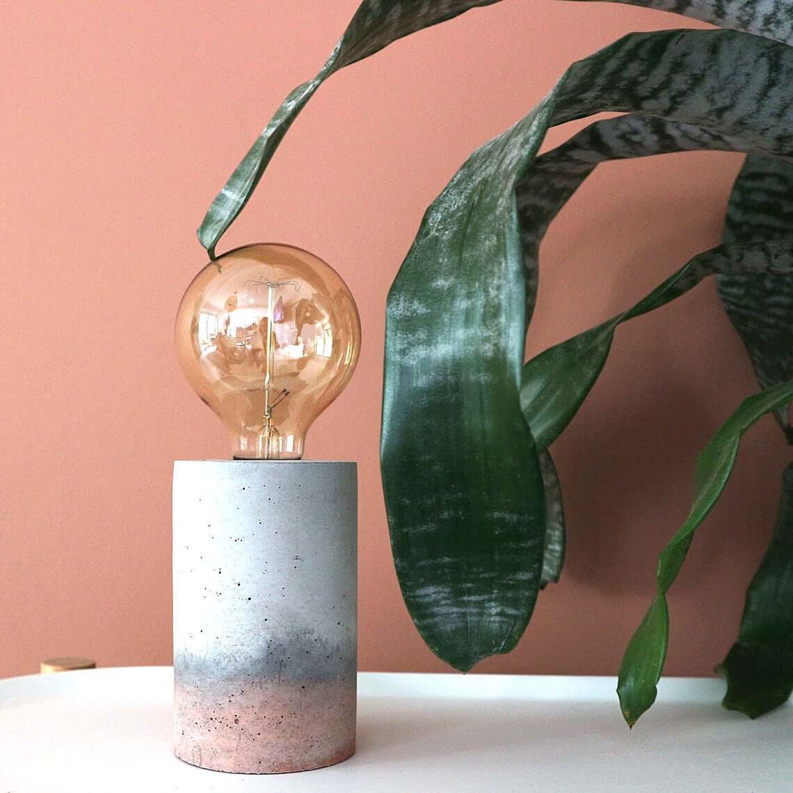 Cylindrical Shaped Concrete Table Lamp