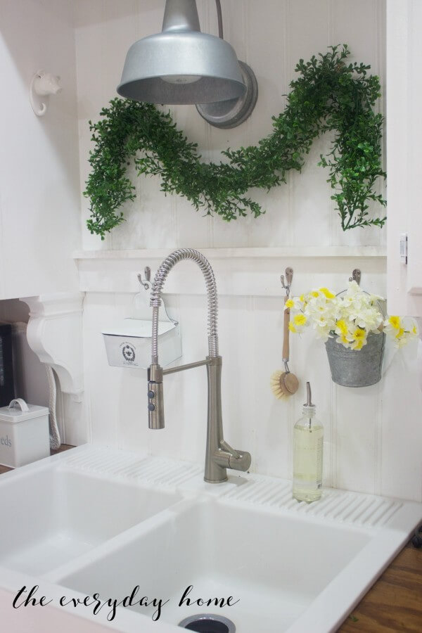 Greenery and Flowers Bring Kitchen to Life