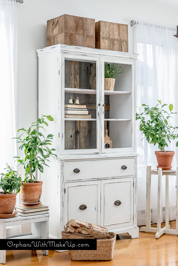Distressed White Hutch Adds Style and Storage