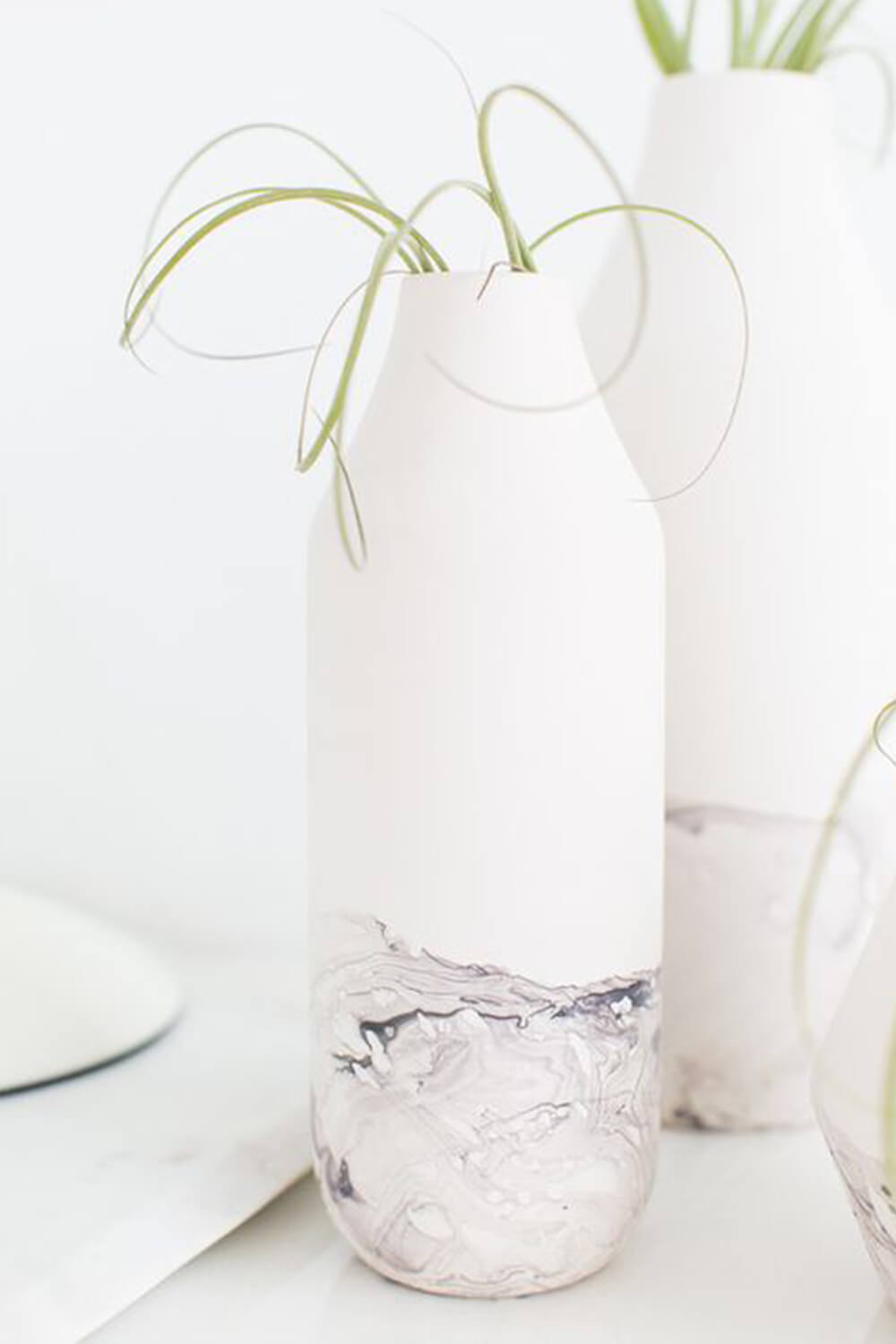 Marble Dipped Ceramic Bottle Upcycle