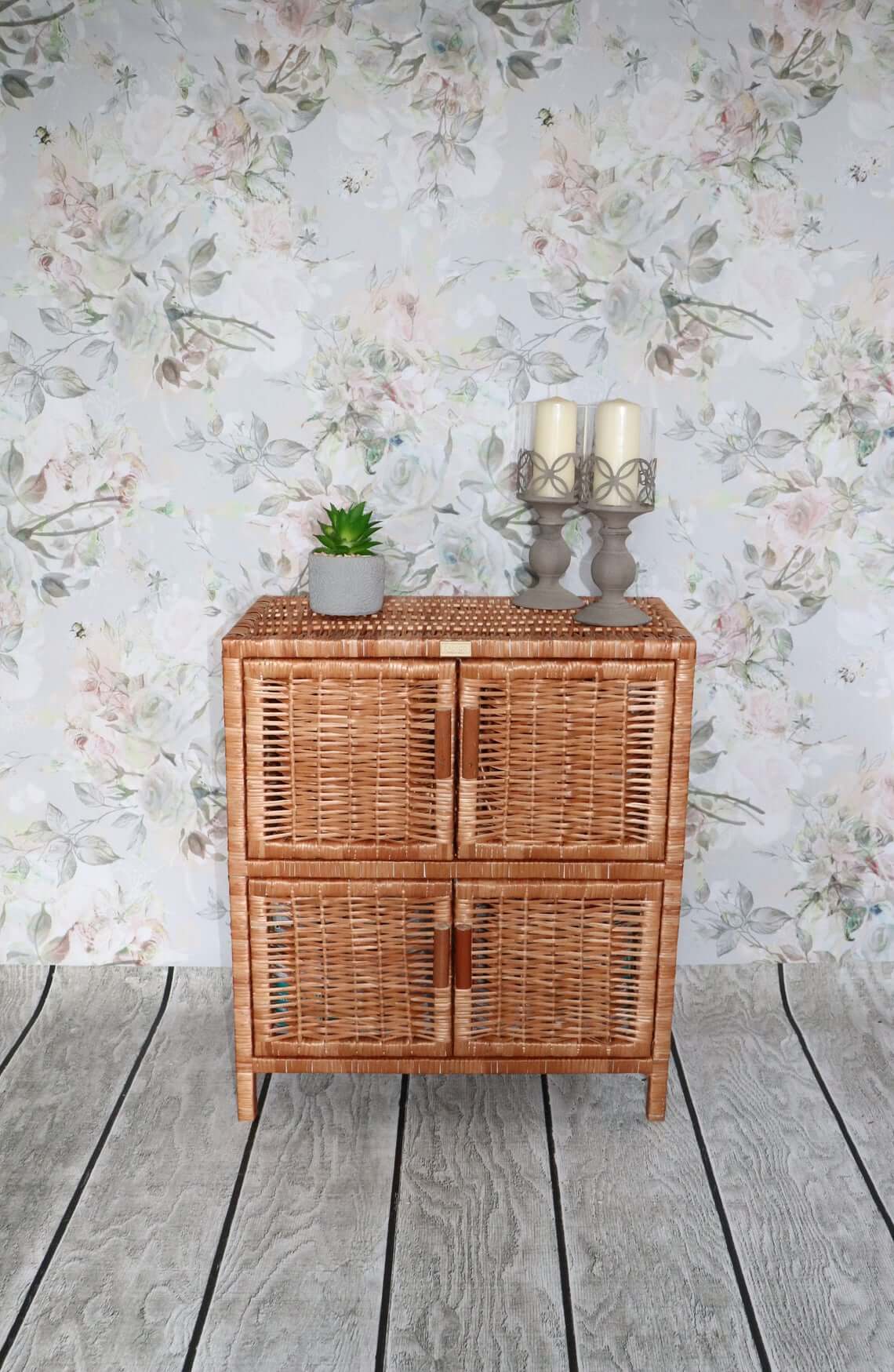 Handmade Wicker Cabinet with Doors