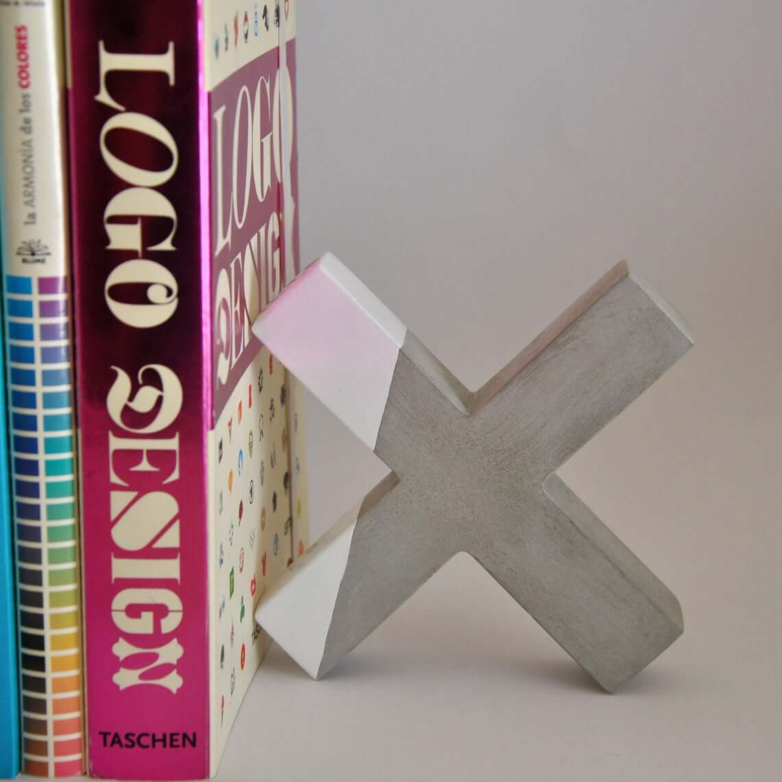 Concrete X-Shaped Bookends or Paperweight