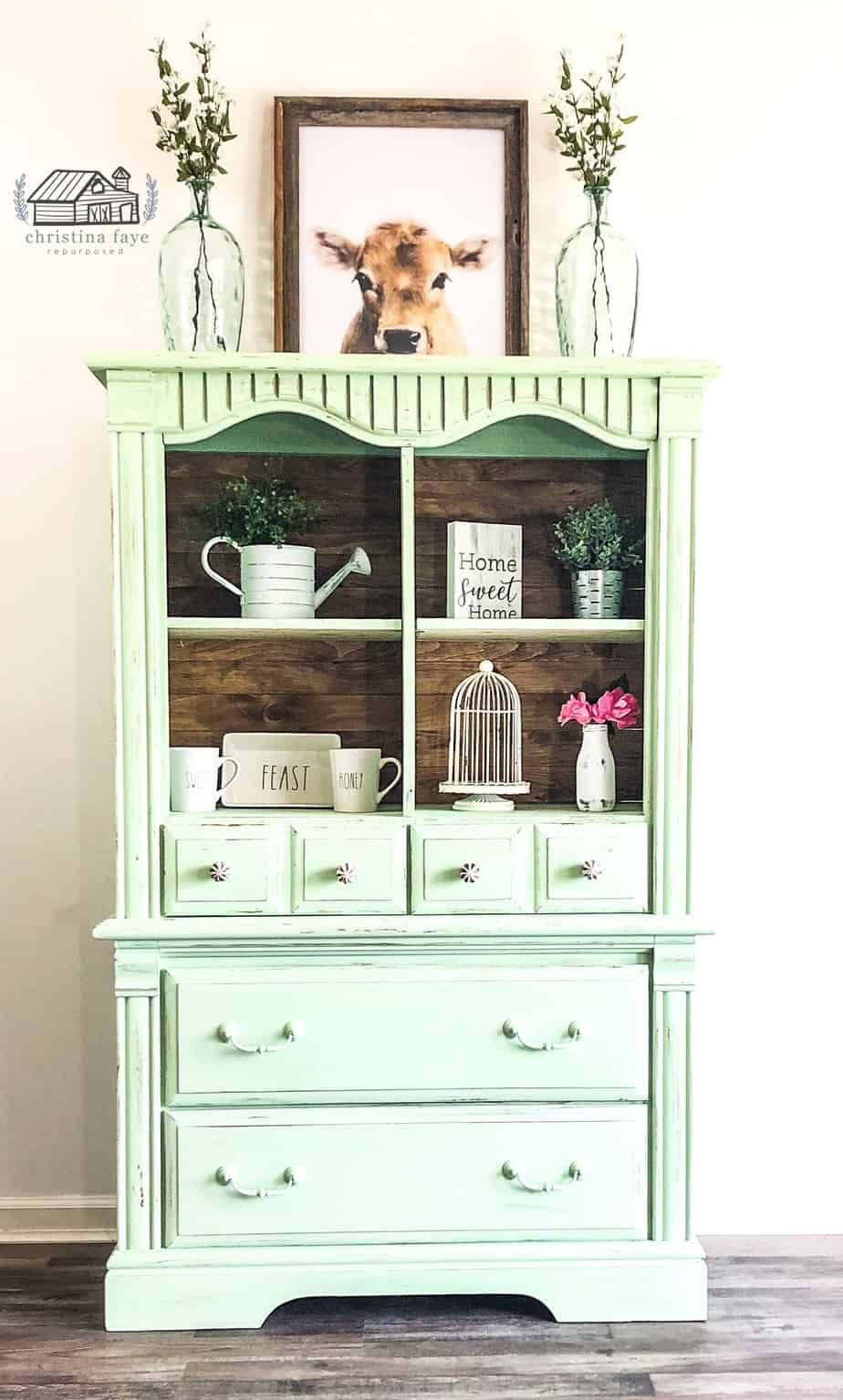 Upcycled Armoire for Farmhouse Kitchen Cabinet