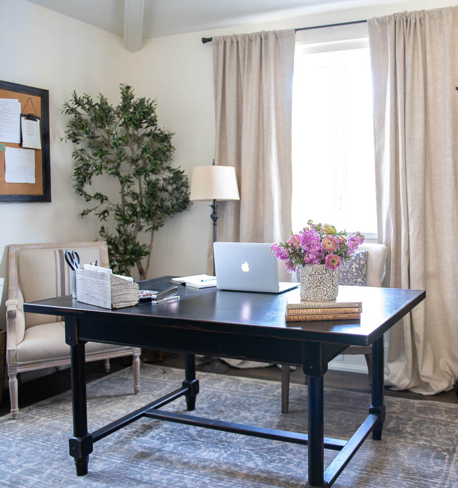 Large Work Space Black with Distressed Edges to Add Character Farmhouse Table