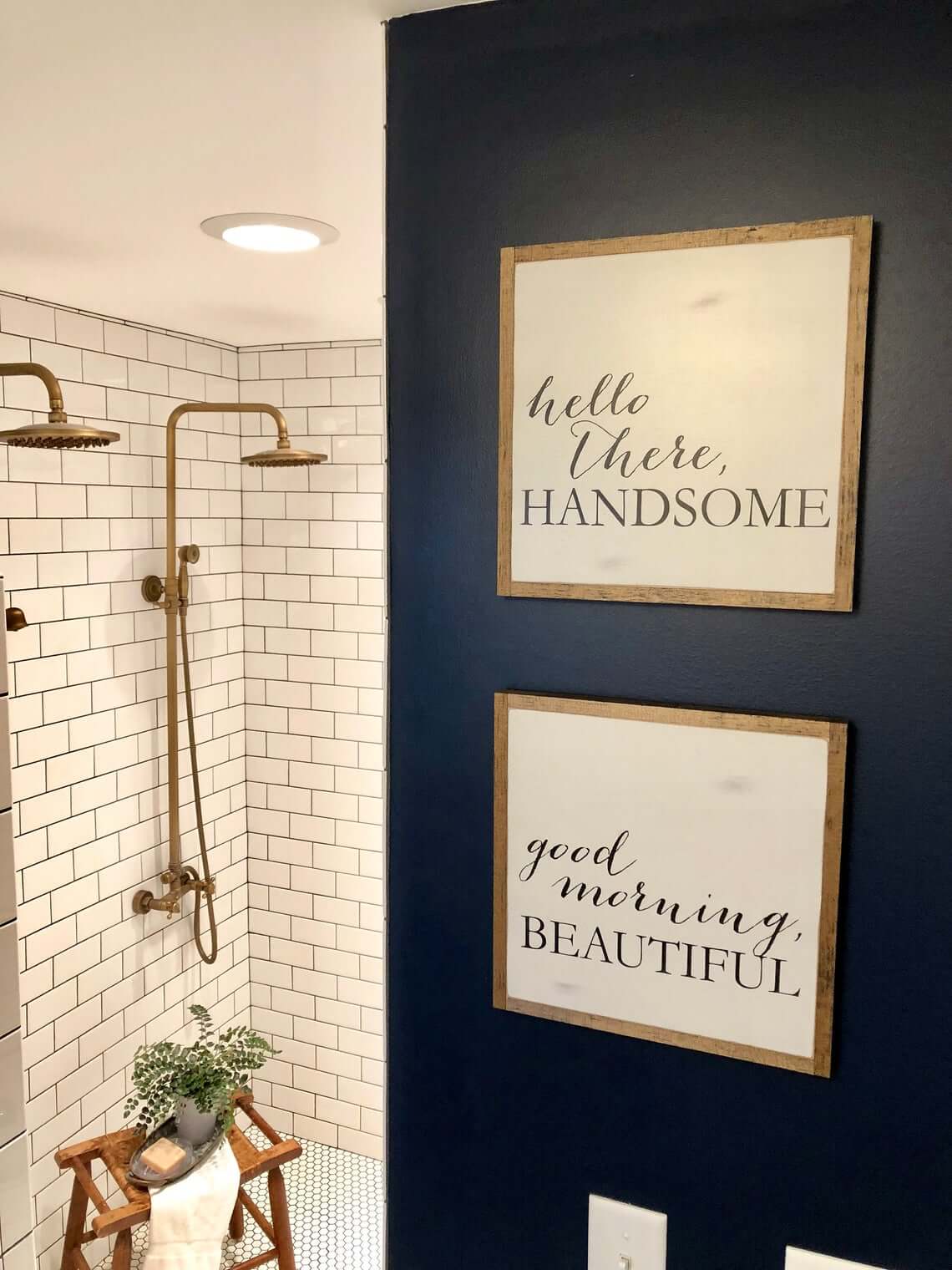 Navy White And Gold Greetings Homebnc, Navy Bathroom Decor