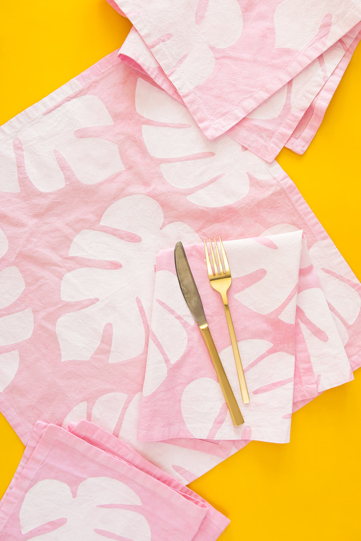 Pretty and Pastel Stenciled Fabric Napkins