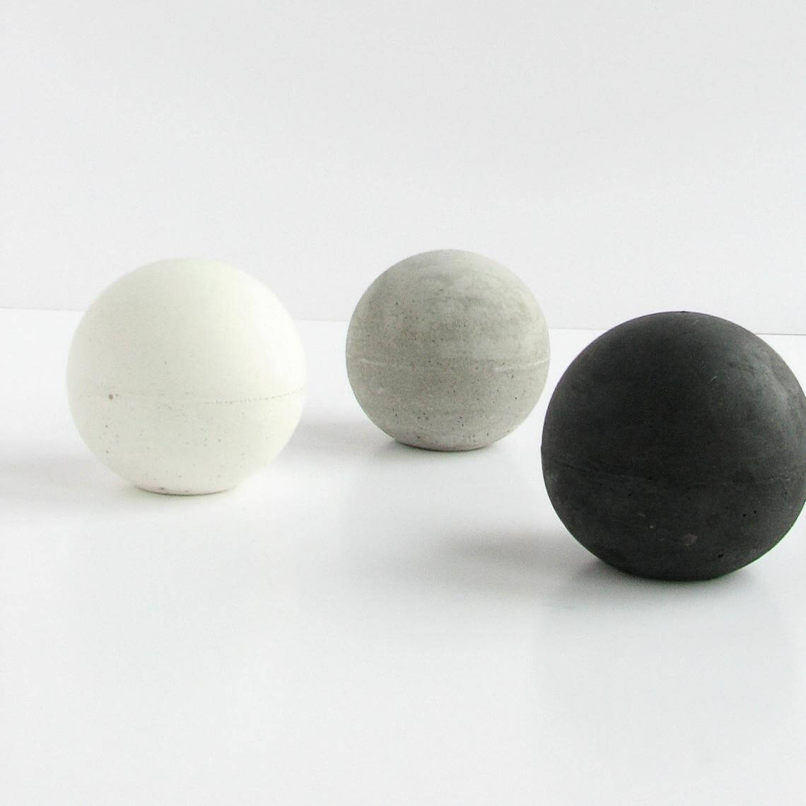 Set of Three Concrete Spheres
