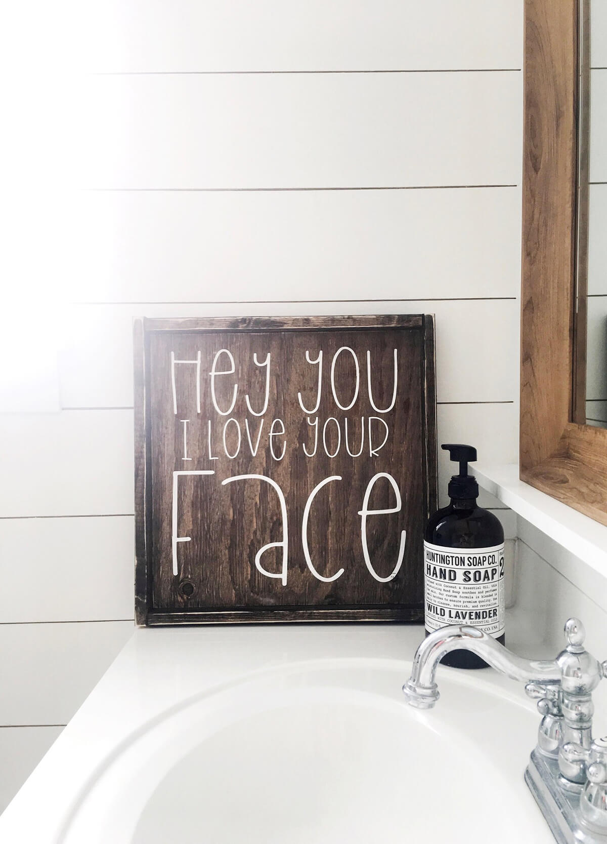 Simple Shiplap Love Your Face Bathroom