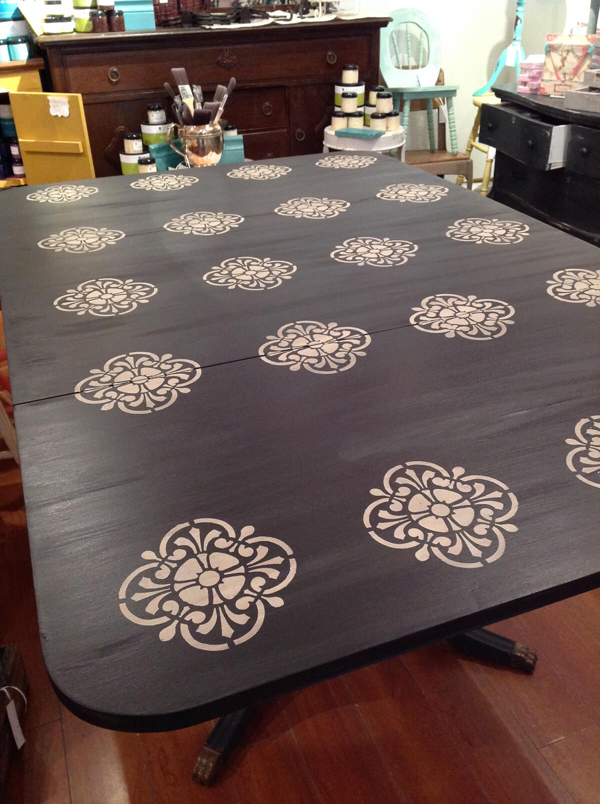 Stenciled Antique Duncan Phyfe Dining Table