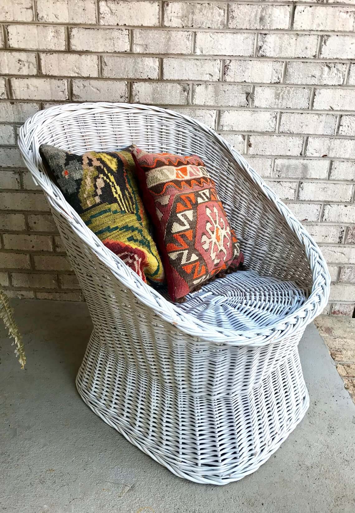 White Rattan Wicker Pod Chair