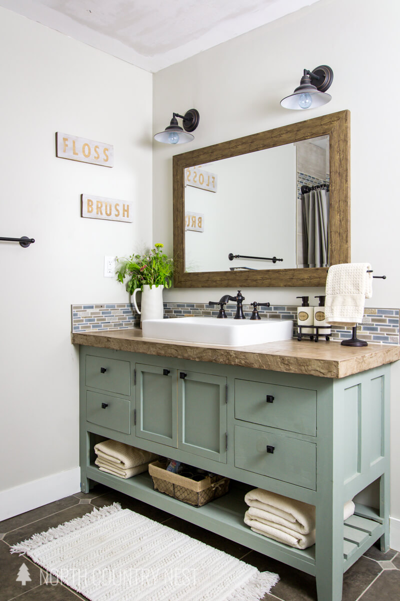 Rustic Bathroom Mirror Mixes with Modern