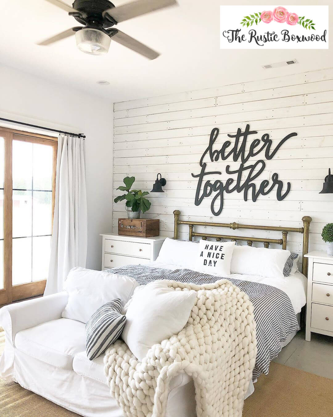 Fabulous Farmhouse Shiplap Wall and Metal Bed