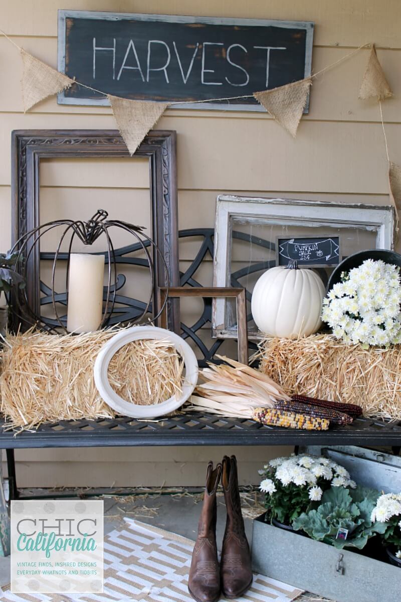 Black and White Farm Harvest Porch Decor