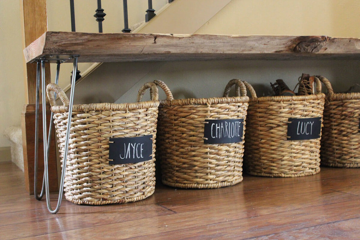 living room shoe storage