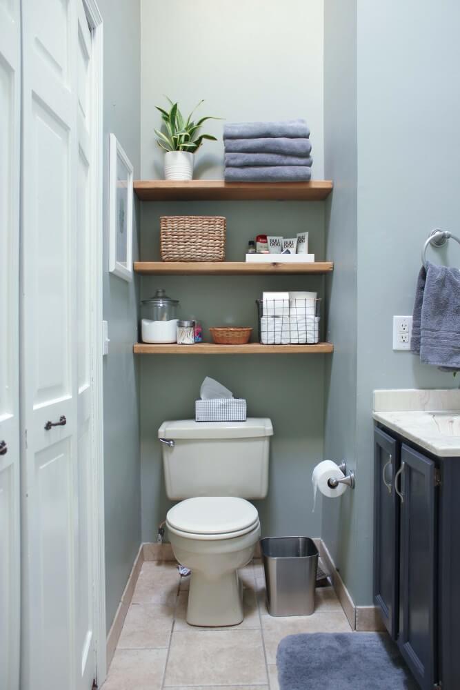DIY Over the Toilet Floating Shelves — Homebnc