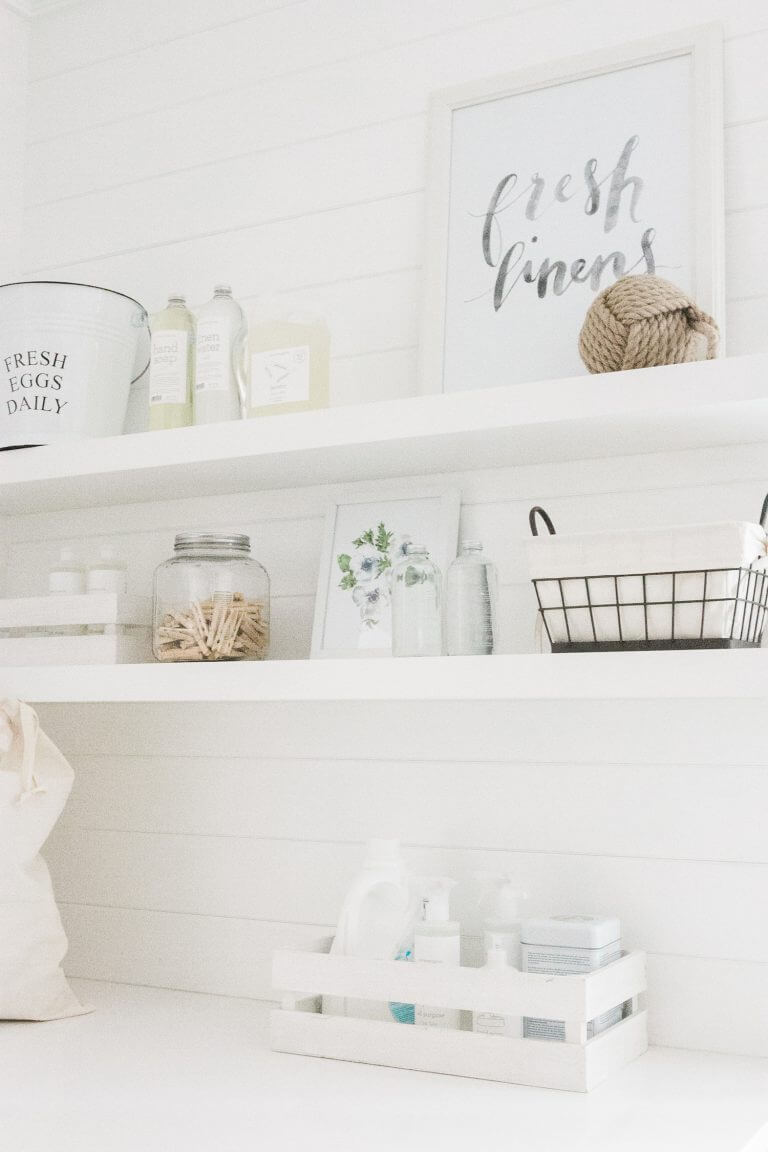 Solid White Wooden Floating Shelf