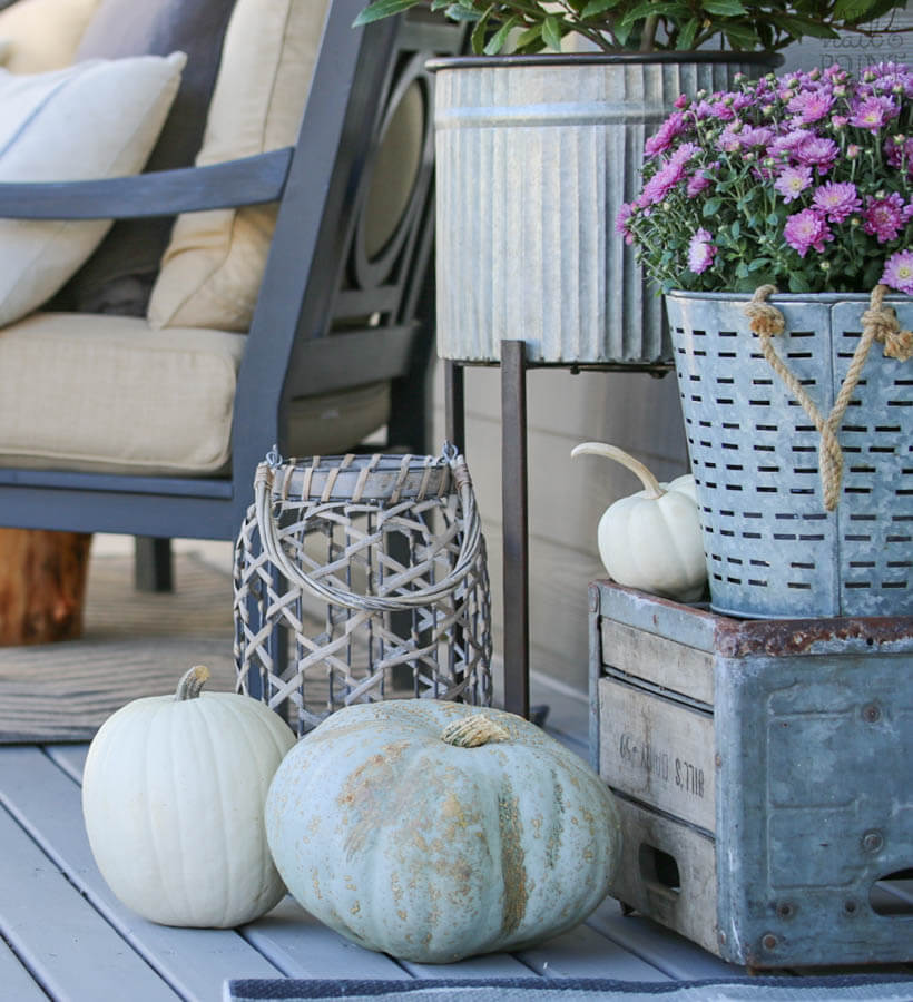 Basket Bounty with Fall Flowers & Lined Pumpkins