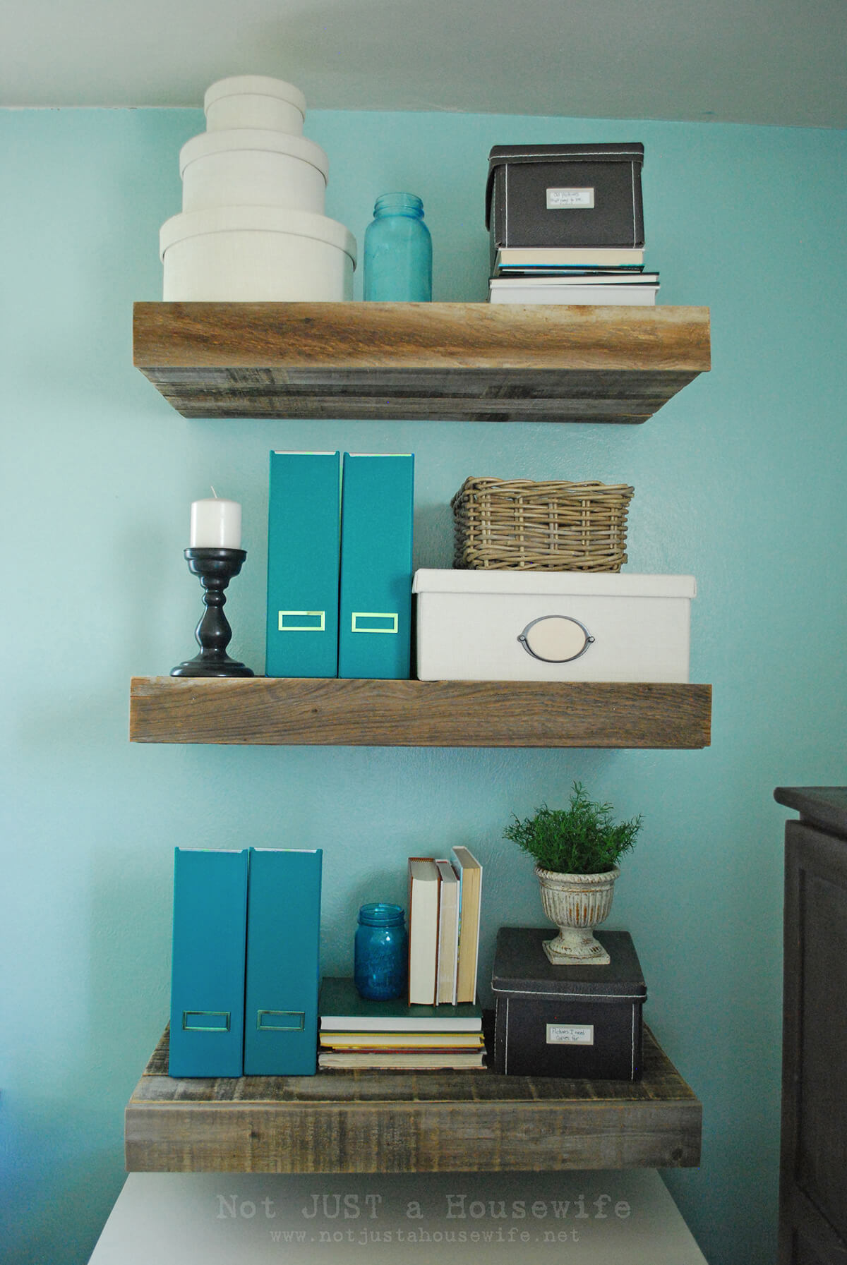 Squared And Straight Rugged Wood Floating Shelves — Homebnc 