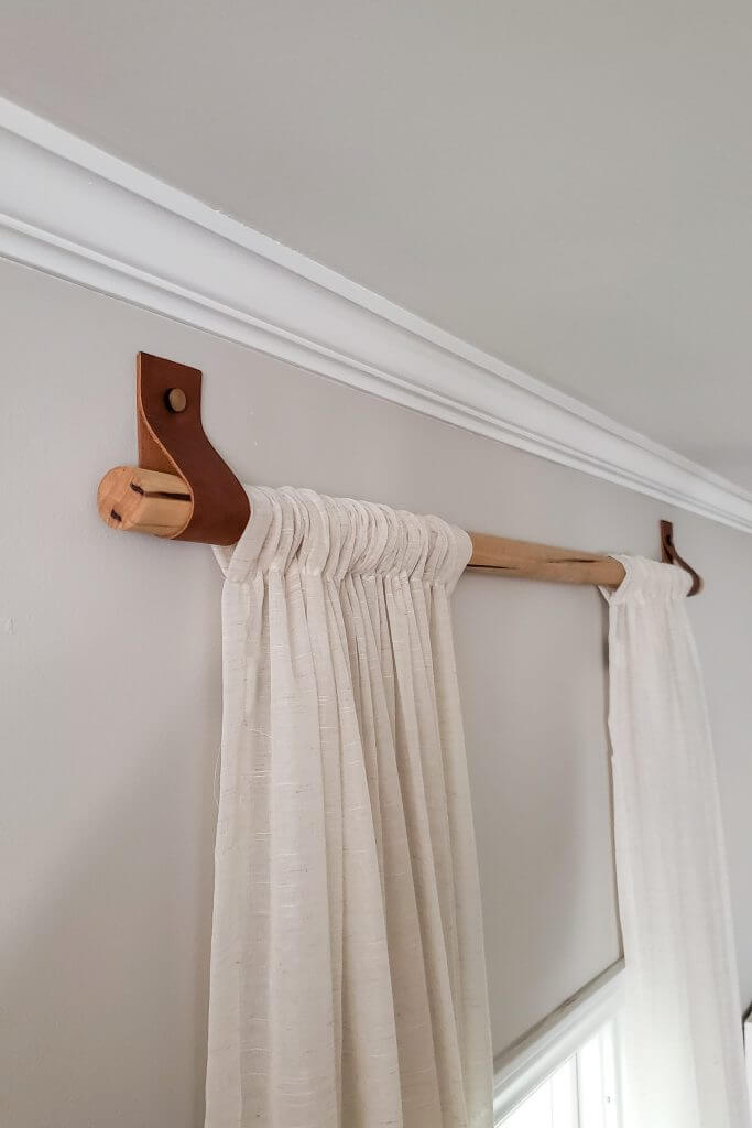 Leather Strapped Wooden Curtain Rods