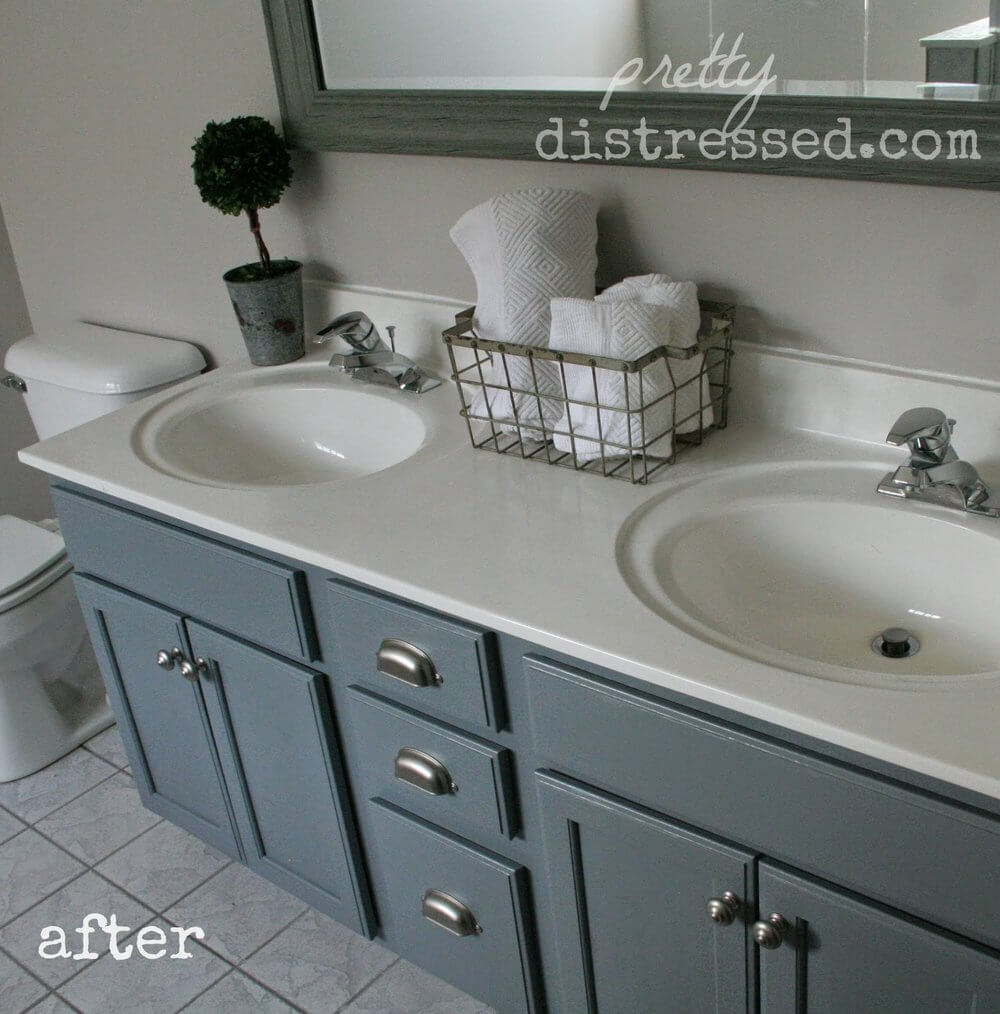 Gray Blue Budget-Friendly Bathroom Update