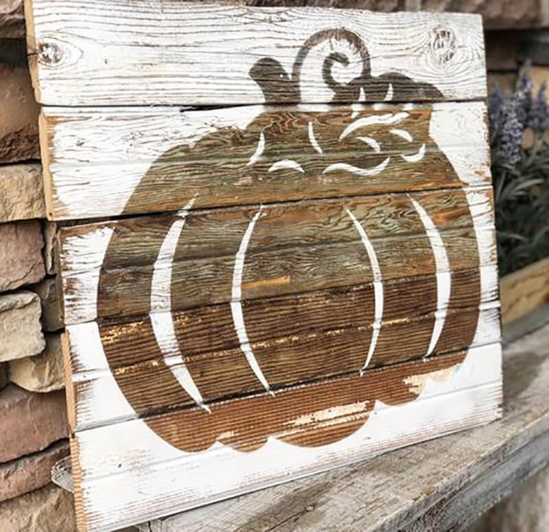 Wood Plank Pumpkin Wall Hanging