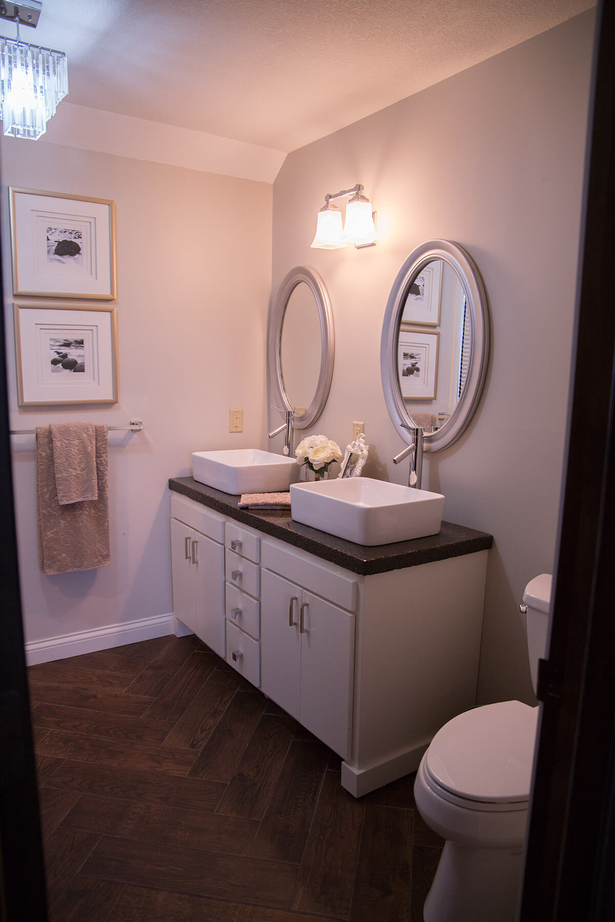 Bold Herringbone Patterned Rich Brown Wooden Flooring