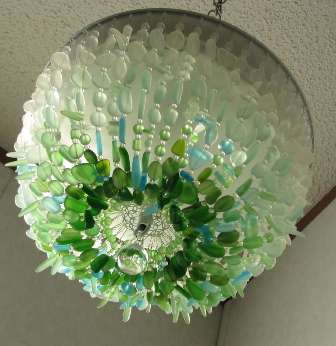 Green Ombre Sea Glass Chandelier