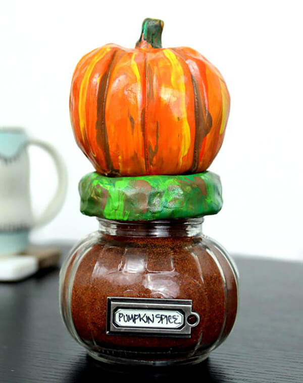 Pumpkin Jars with DIY Clay Pumpkin Toppers