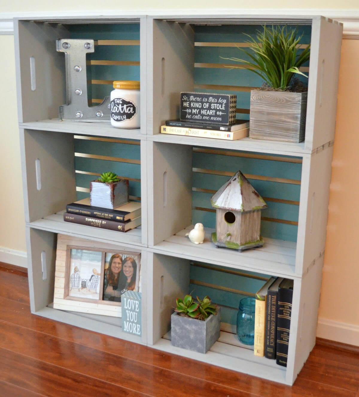 Painted Crates Stylish Bookshelf Tower