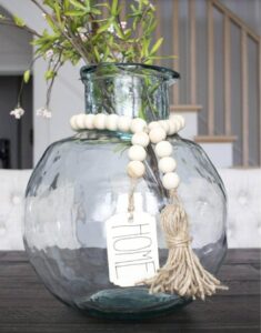 Wooden Bead Garland with Tassel Tag