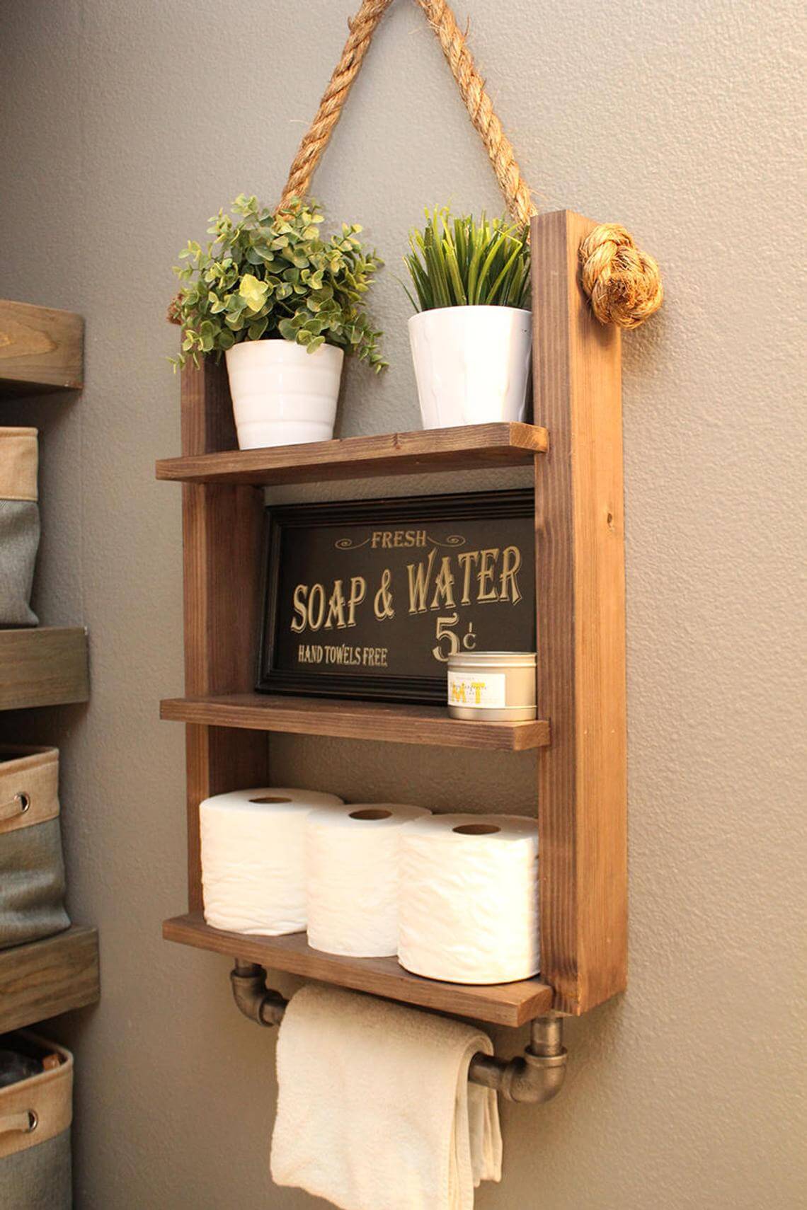 Simple and Industrial Large Wooden Wall Shelf