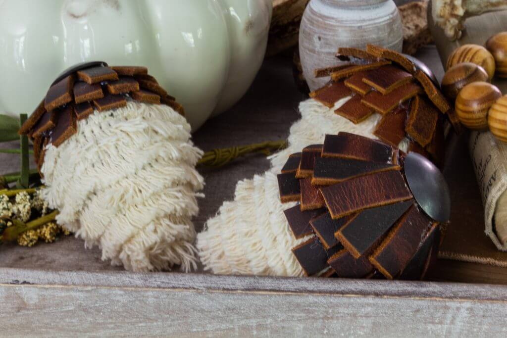 Wallpaper and Jute Twine Acorn Decor