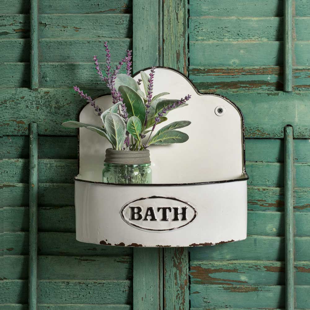 Scalloped Vintage Metal Bath Shelf