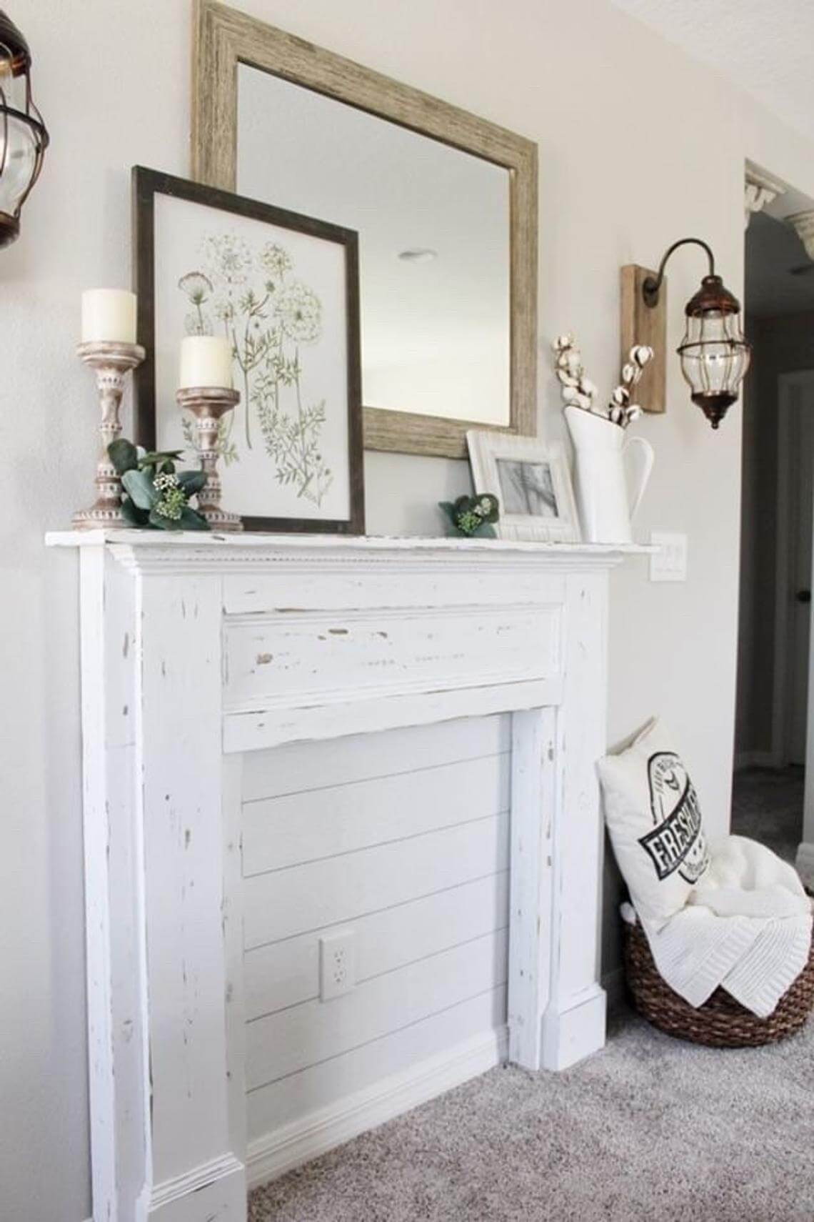 Decorative and Dreamy White Hearth with Shiplap