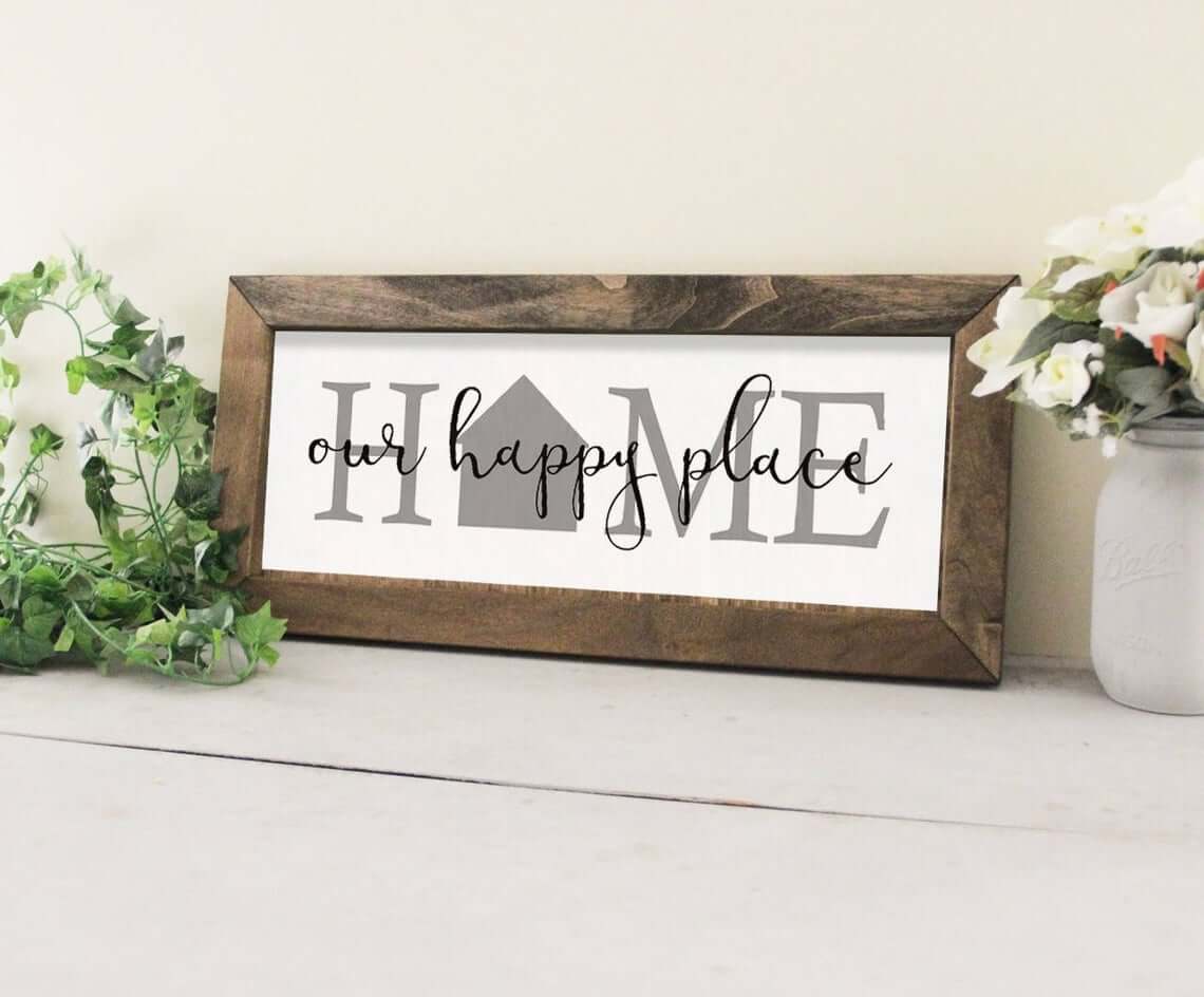 Welcome Sign with Rustic Wooden Frame