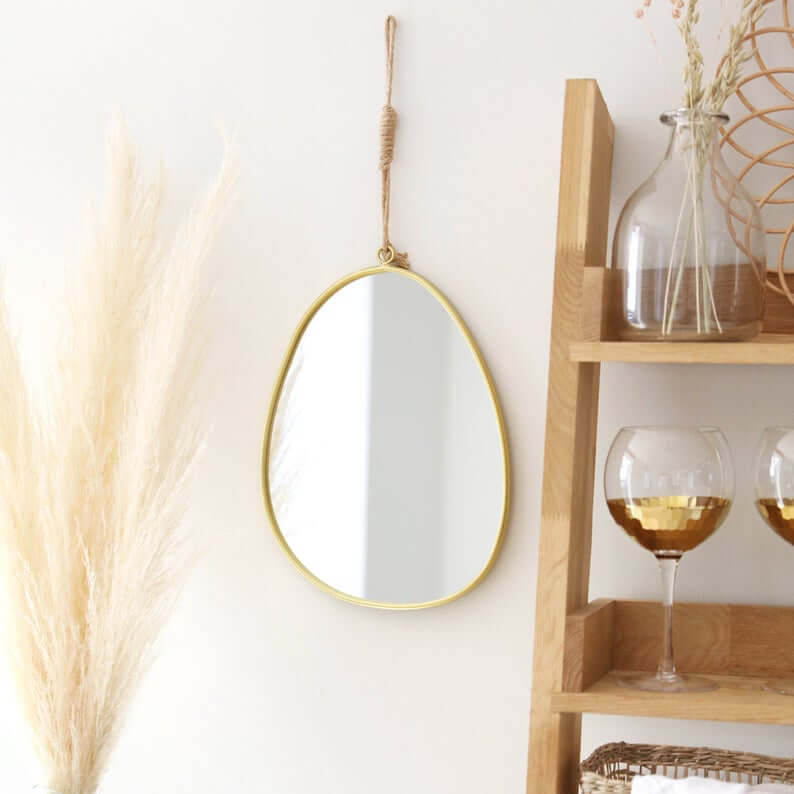 Modern Gold Metal Pebble Mirror