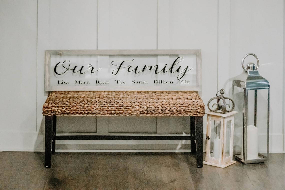 Woven Bench with Engraved Glass Back