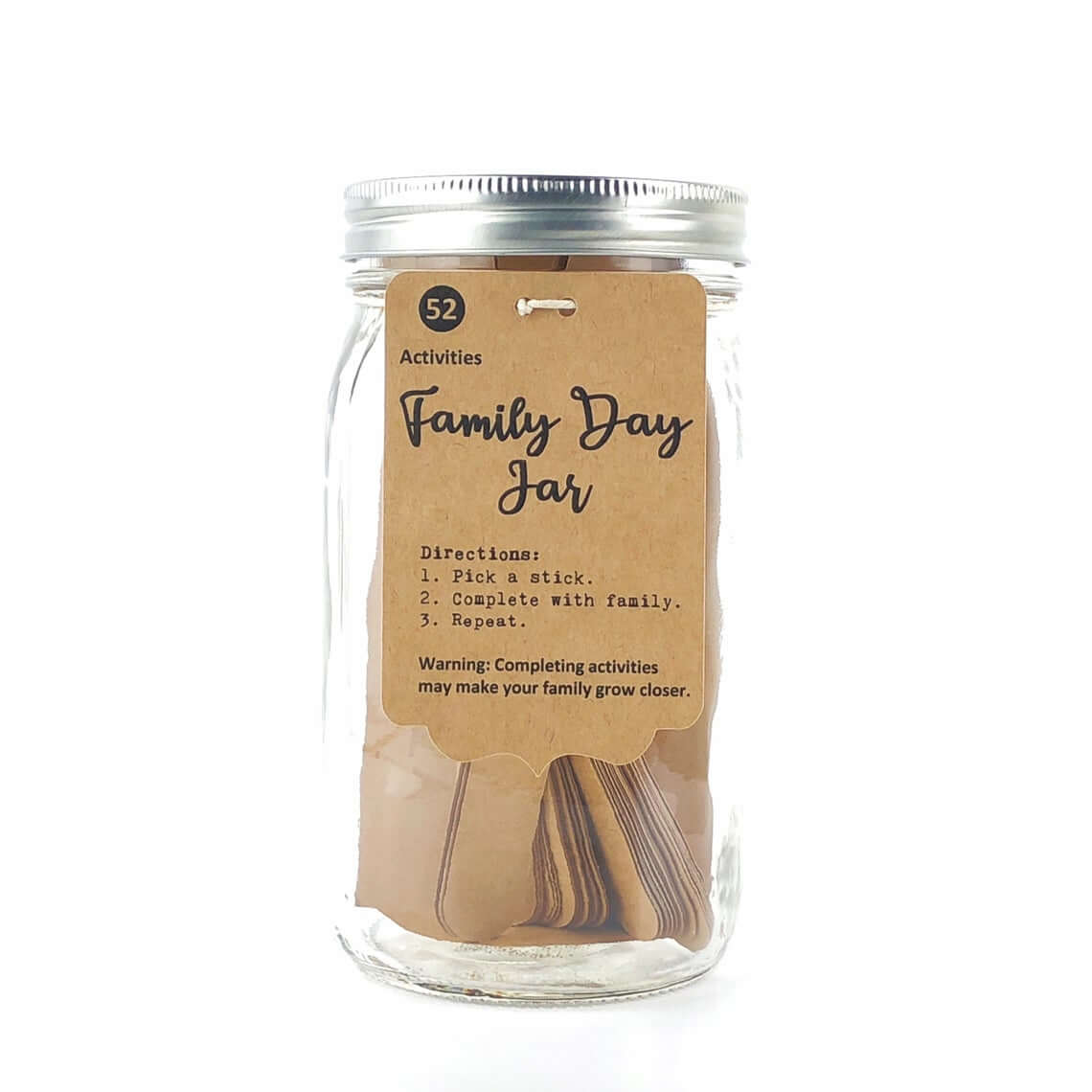 Family Activity Cards in Glass Jar