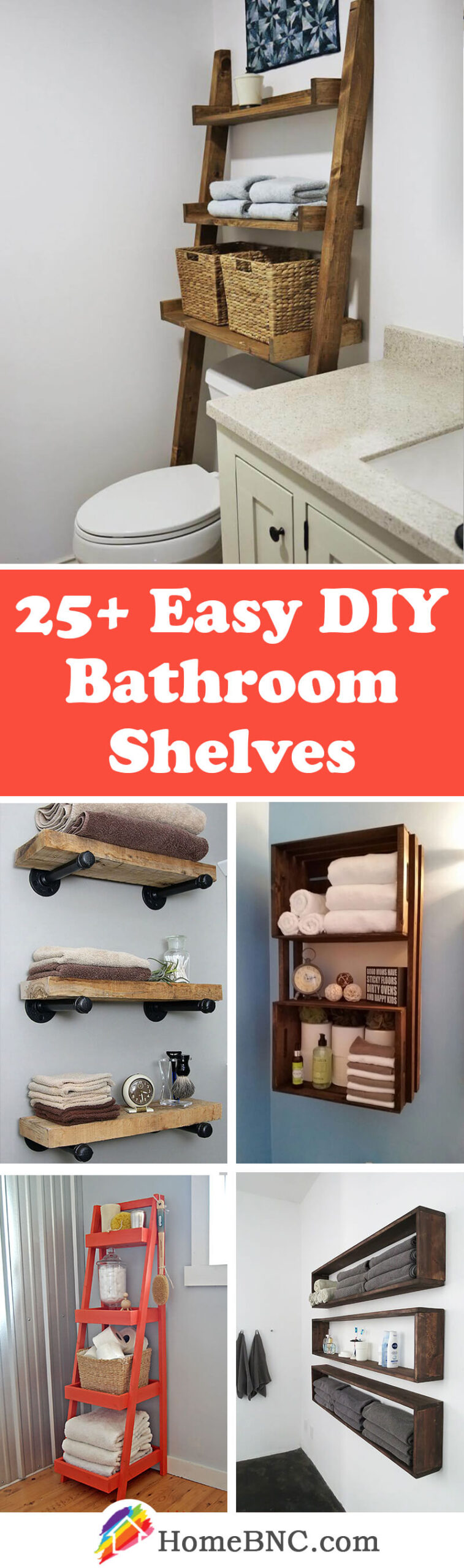 20+ Unique DIY Bathroom Shelving Ideas - The DIY Nuts