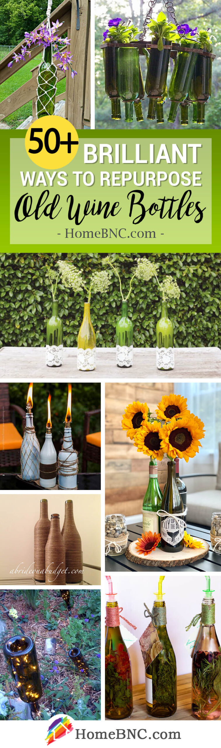 Afirmaciones DIY con botellas de vino reutilizadas. Ideas